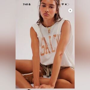 NWOT FREE Free People White Sleeveless Graphic Top